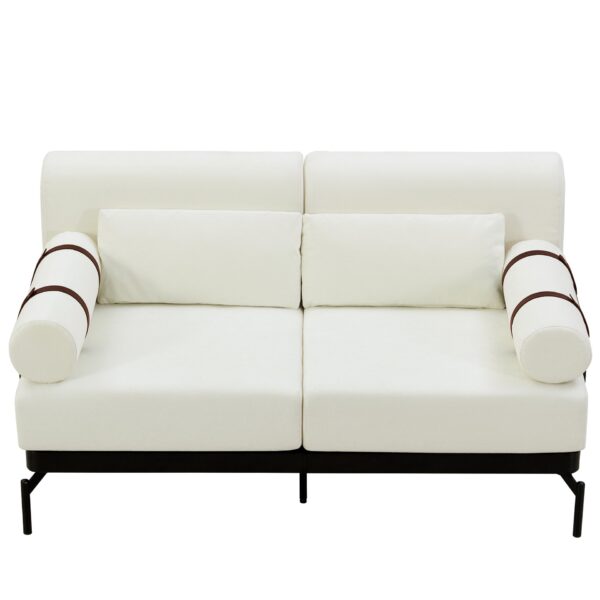 Modern Loveseat Sofa 59" Couch With Flexible USB Ports, Unique Cylindrical Armrests - Beige