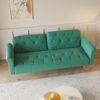 Velvet Sofa Bed With Nail Head Trim And Throw Pillow Sponge Filling Metal Legs - Green - Image 7