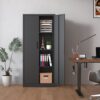 Heavy Metal Garage Storage Cabinet, Tool Steel Locking Cabinet With Doors And 3 Adjustable Shelves - Brushed Nickel - Image 2