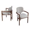 Dining Chairs (Set of 2) Upholstered Arm Chairs, Rubber Wood Accent Chairs Fabric Seating, 300 Lbs Weight Capacity - Beige - Image 5