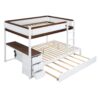 Full Over Full Bunk Bed With Twin Size Trundle, Storage And Desk - White / Walnut - Image 4