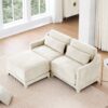 Elegant 2 Seater Sofa With Ottoman Lumbar Pillows Ergonomic Design Chenille Wood Frame - Beige - Image 2