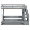 Full Over Full Size Murphy Bed With Hydraulic Lift & Desk Design - Gray - Image 2