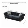 Chesterfield Velvet Upholstery Fabric Sofa With Roll Armrest & Nailhead, Mid Century Modern Couch - Black - Image 3