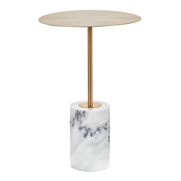 Symbol - Contemporary Side Table - Gold / White Marble
