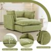 Modern Armchair Sofa Cozy Upholstered Sofa Chair With Movable Ottoman, Wide Seat - Green - Image 7