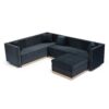Contemporary Vertical Channel Tufted Velvet Sectional Sofa For Living Room Apartment With Ottoman And 4 Pillows - Black - Image 6
