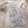 Payas - 2' X 8' Abstract Runner Rug - Ivory / Blue - Image 2