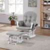 Mason - Glider And Ottoman White Wood - Oyster Fabric - Image 4