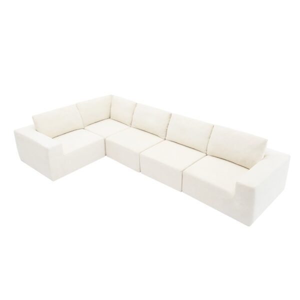 Modular Sectional With Wide Seat Free Combination L Shaped Couch Set Cloud Upholstered Minimalist Boneless Sofa - Beige