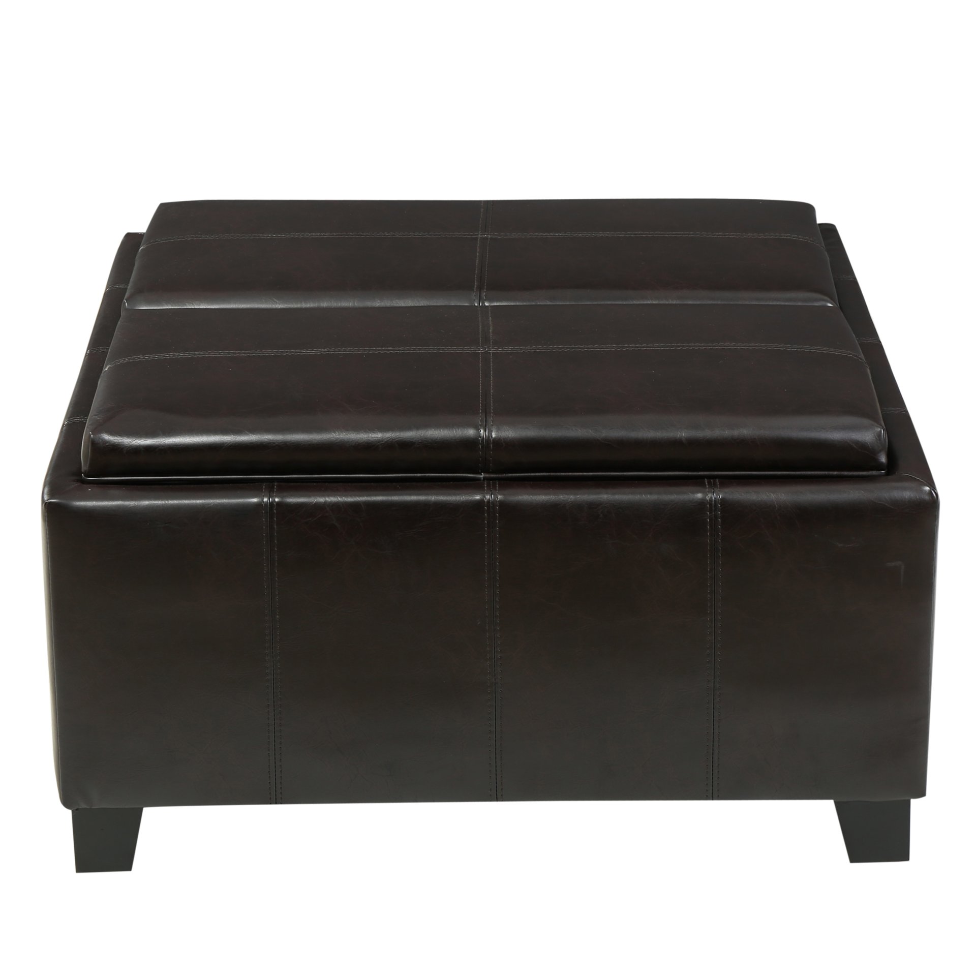 Contemporary Ottoman With Storage And Tray Tops - Brown - Image 5