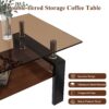 Modern Rectangular Coffee Table With Tempered Brown Glass Top And Layer Table For Living Room - Brown / Black - Image 12