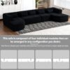 Upholstered Sofa Free Combined Sofa Couch With 2 Chaise Lounge And 5 Back Pillows For Living Room - Black - Image 5
