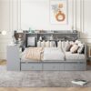 Full Size Daybed With 3 Drawers USB Ports And Desk - Gray - Image 19