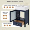 Bathroom Vanity With Ceramic Sink And Ample Storage, Ideal For Small Bathrooms - Blue - Image 3