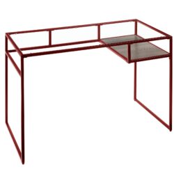 Yasin - Glass Top Writing Desk - Red