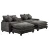 Modern Chenille Upholstered Sectional Sofa With Ottomans, USB Ports, Cup Holders, And Storage - Gray - Image 17