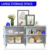 Modern Lacquered 4 Door Wooden Cabinet Sideboard Buffet Server Cabinet Storage Cabinet, For Living Room, Entryway, Hallway, Office, Kitchen And Dining Room - Champagne Silver - Image 7
