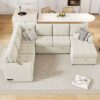 U-Shaped Sofa Sectional Sofa Pull-Out Sofa Bed With A Storage Chaise Lounge, Charging Devices For Living Room - Beige - Image 3