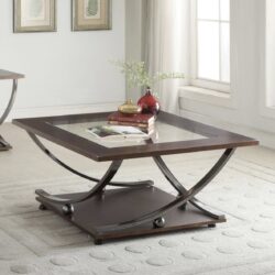 Isiah - Clear Glass Nickel Coffee Table - Dark Brown