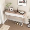 Rustic Entryway Console Table With Sliding White Doors And Wood Legs - Natural - Image 17