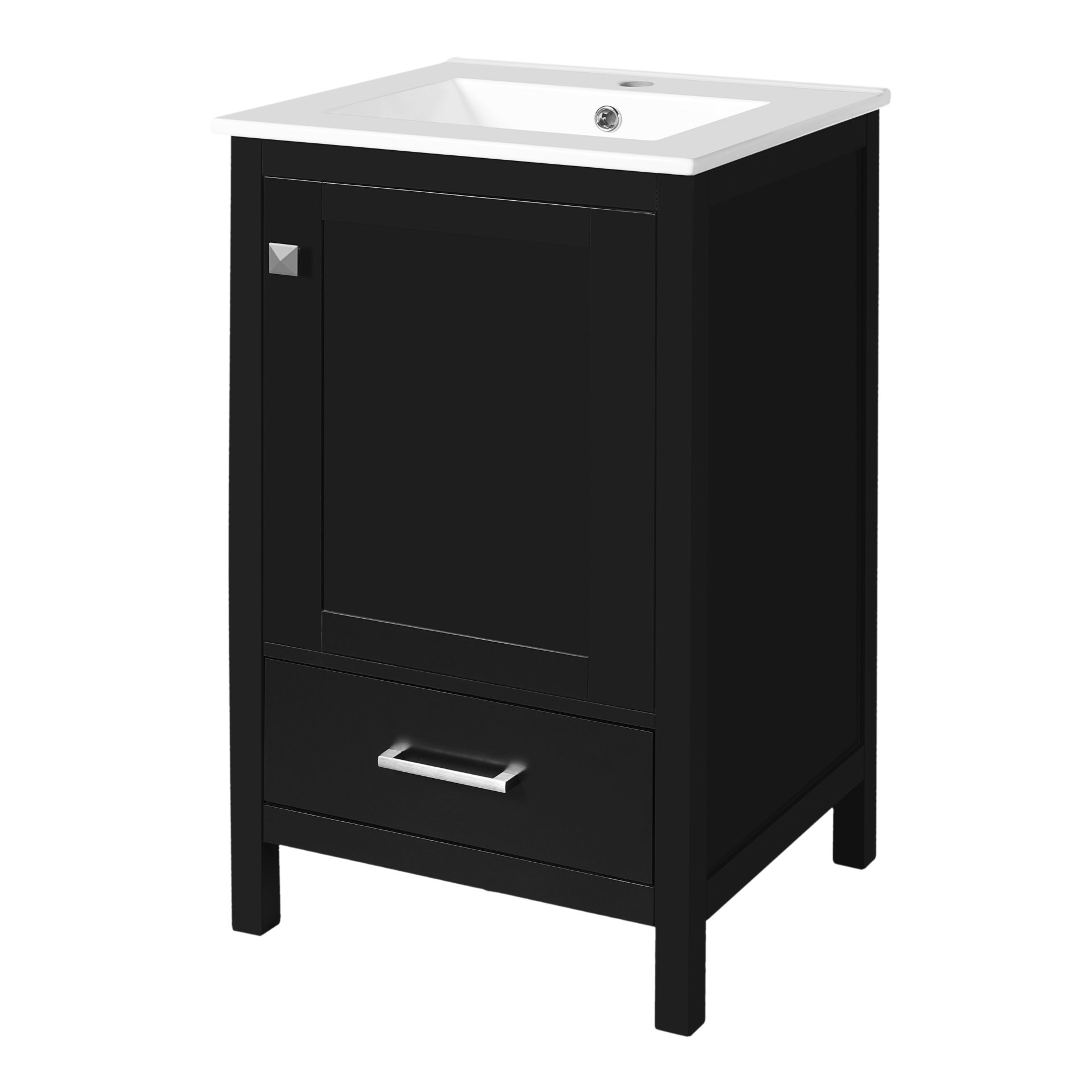 20" Bathroom Vanity With Sink, Soft Close Drawers, Door Organizer, Divider Drawer, Adjustable Foot Pads - Black - Image 13