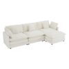 Modern Sofa Modular Sofa Couch Upholstered Corduroy, L Shape Sectional Sofa With Side Storage Pockets For Living Room - Beige - Image 22