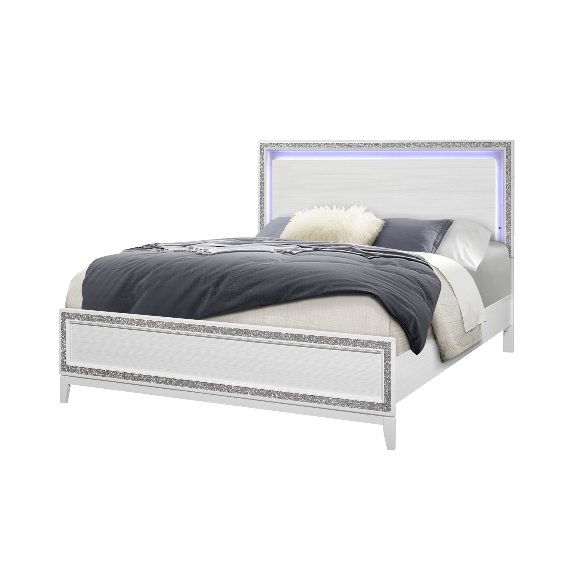 Almera - King Bed Glitter - White - Image 4