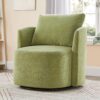 360° Swivel Chair, Accent Barrel Armchair, Upholstered With Curved Design - Green - Image 4