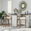 Americana - Mid-Century Modern Cane Back Counter Stool - Taupe Beige Textured Weave - Image 16