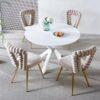 Modern Chair With Iron Tube Legs, Soft Cushions And Comfortable Backrest, Suitable For Dining Room, Living Room, Cafe, Hairball Back (Set of 2) - Golden - Image 2