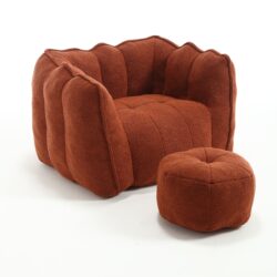 Soft Bean Bag Chair With High Resilient Foam (Chips) - Red / Brown