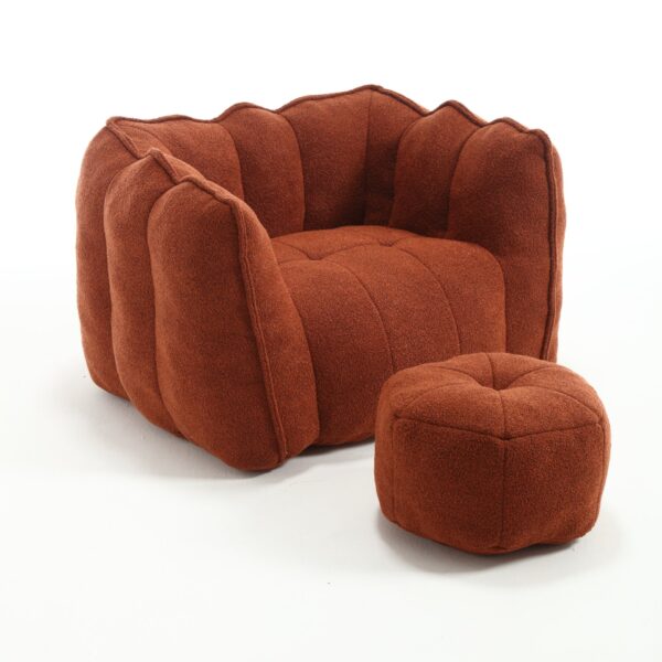 Soft Bean Bag Chair With High Resilient Foam (Chips) - Red / Brown
