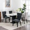 Nikki - Modern, High-End Tufted Solid Wood Contemporary And Velvet Upholstered Dining Chair With Wood Legs Nailhead Trim (Set of 2) - Black / Gray - Image 17