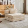 Convertible Floor Sofa Bed With Fixed Shape Frame For Living Room - Beige - Image 2