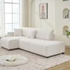 Jessica - Lamb Wool Left Facing Sectional Sofa With Chaise - Beige - Image 12