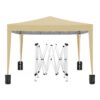 10'X10' Folding Canopy With 4 Removable Sidewalls Outdoor Event Shelter UPF 50+ Gazebo Portable Tents For Parties Beach Camping Wedding Ez Pop Up Canopy 4 Pieces Weight Bag + Carry Bag - Beige - Image 2