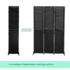 Rustic 3 Panel Room Divider 6Ft Wood Folding Privacy Screen With Metal Frame And Louver Design - Black - Image 5