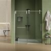 Frameless Shower Door, Sliding Shower Door, Premium 5 / 16" (8Mm) Thick Tempered Glass Shower Enclosure With Towel Bar, Double Side Easy Clean Coat, Finished With Buffer - Brushed Nickel - Image 3