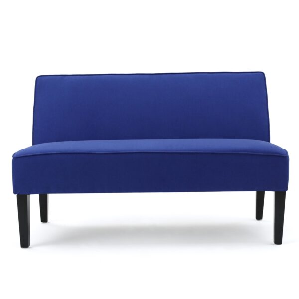 Contemporary Loveseat With Upholstered Fabric And Birch Wood Legs - Navy Blue