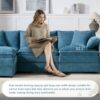 Modular Sectional With Deep And Wide Seat, L Shaped Cloud Couch Set With Double Cushions 4 Seat Sofa With Movable Ottoman Oversized - Blue - Image 7