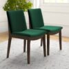Laura - Mid-Century Modern Solid Wood Dining Chair (Set of 2) - Green - Image 2