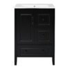 Retro Style Bathroom Vanity With Sink, Soft Closing Cabinet And Drawers - Black - Image 16