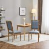 French Country Dining Chairs (Set of 2) Elegant Cane Backrest & Upholstered Seats With Fluted Legs And Weathered - Slate Blue - Image 5