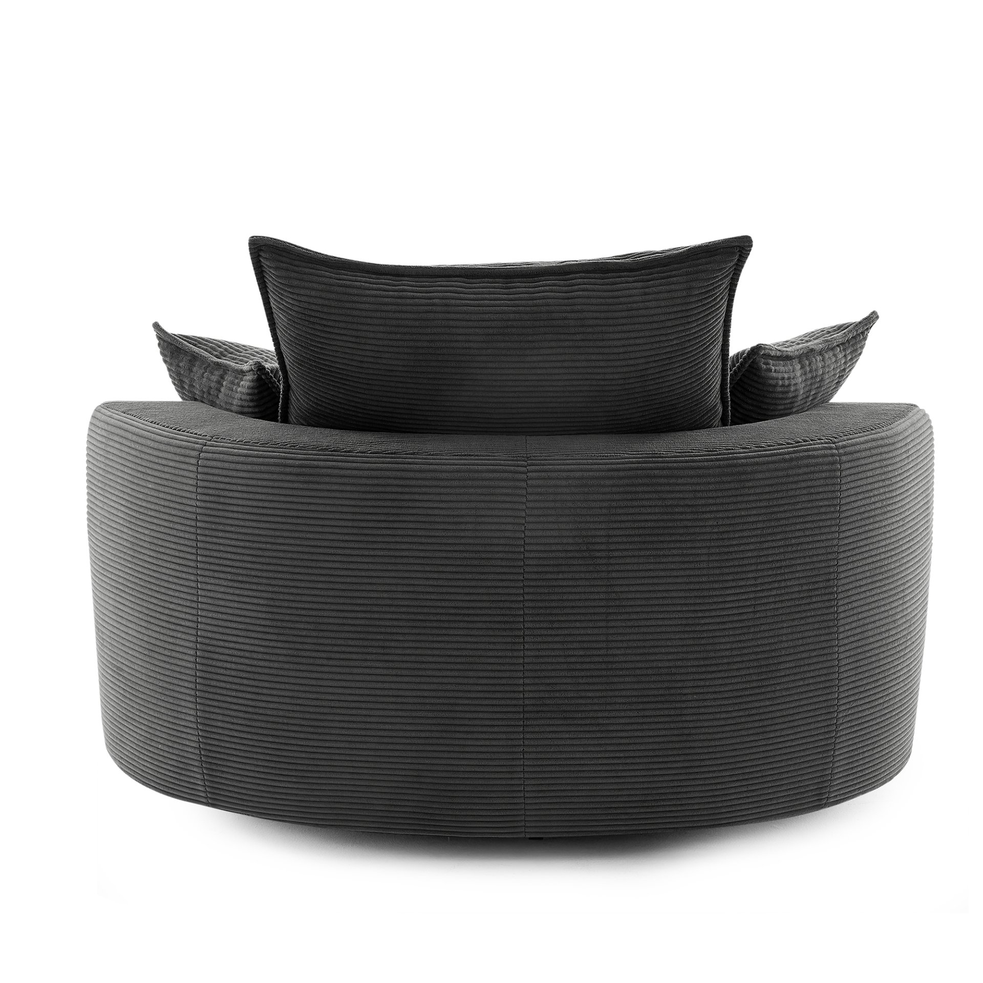 Modern 360° Swivel Sofa Chair With Dual Layer Cushion And Removable Pillows Corduroy - Black - Image 16