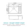 Single Bowl Workstation Kitchen Sink With Cup Washer 16 Gauge Stainless Steel - Black / Gray - Image 3