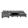 U Shaped Sectional Sofa Chenille Upholstered With Movable Storage Ottoman - Dark Gray - Image 13