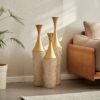 Floor Metal Vase Modern Style Decoration Home Woven Pattern Metal Vase 3 Piece Set Gorgeous Home Decoration Large Glazed Metal Vase - Champagne - Image 5