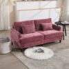 Mid Century Modern Chenille Fabric Loveseat Sofa, 2 Seat Upholstered Couch With Wood Feet - Wine Red - Image 7