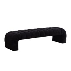 Modern Upholstered Armless Bed Bench With Channel Tufted Design Chenille - Black